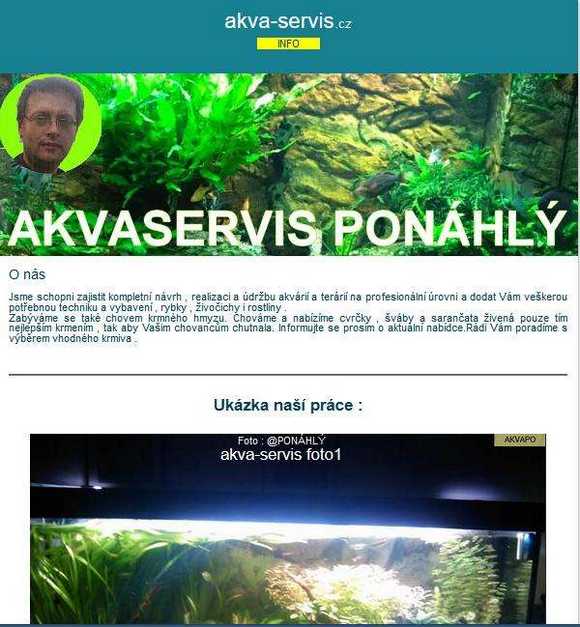 Návrhy a plné realizace akvárií a terárií. Zajištění pravidelné i jednorázové údržby.